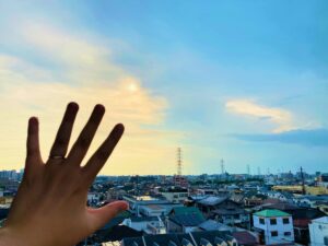 夕方、帰りがけに🖐️💙